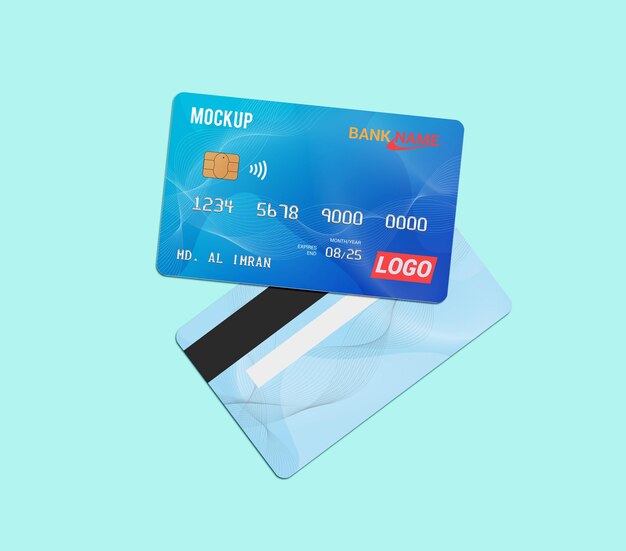 Debitkarte Smart Card Plastikkartenmodell Vorder- und Rückansicht