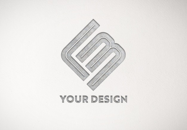 Debossed logotipo metálico na textura de papel Mockup