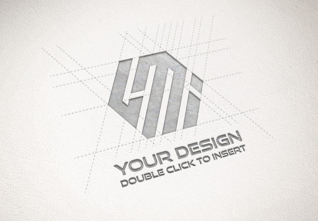 PSD debossed logotipo metálico na textura de papel mockup