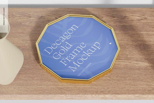 Decagon gold frame mockup