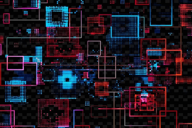 PSD décalque de bande pixel png avec des images pixelées et des dessins à 8 bits sq creative neon y2k forme décorativeu