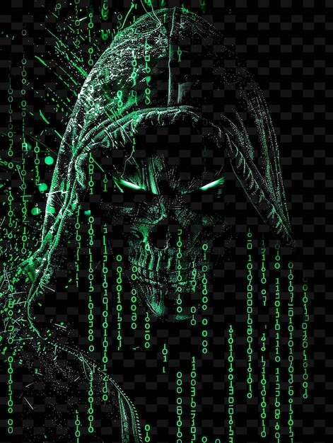 Decalque de bande Png Hacker avec des extraits de code et un logo de cybersécurité Décoratifs créatifs en forme de néon Y2K