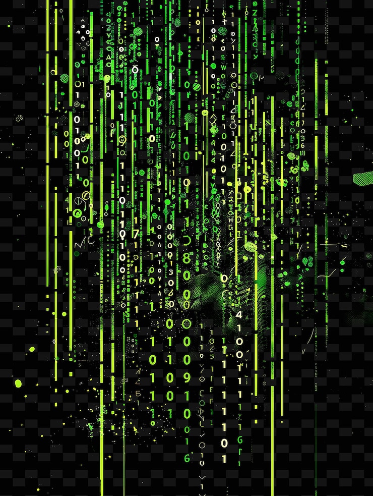 PSD decalque de bande png hacker avec des extraits de code et un logo de cybersécurité décoratifs créatifs en forme de néon y2k