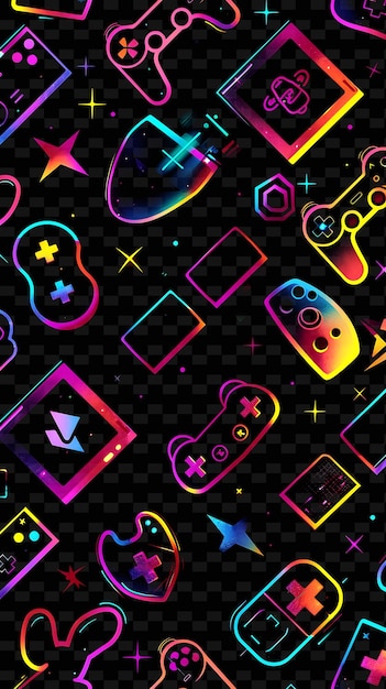 Décalque à Carreaux Png Avec Des Logos De Marques De Jeux Et Avec Shimme Creative Neon Y2k Shape Decorativer