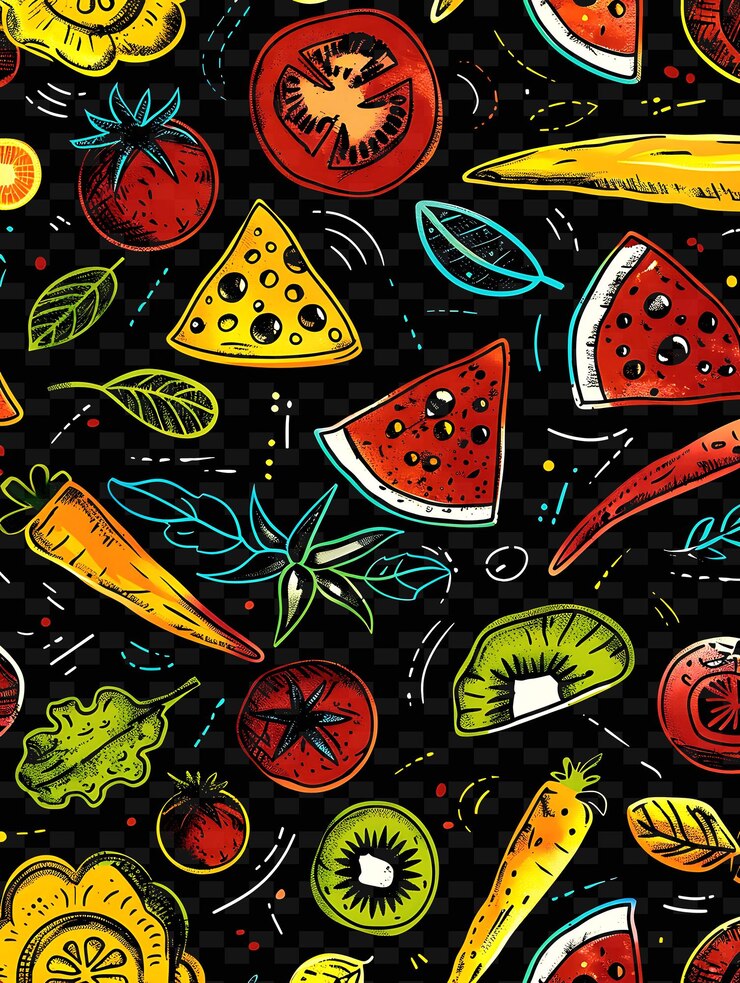 PSD decalque de cinta de comida png con diseños inspirados en deliciosos platos una forma creativa de neón y2k decorativa