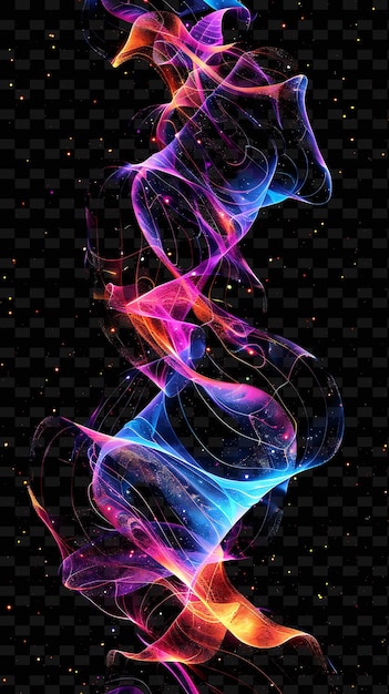 PSD decalque de cinta fractal png con patrones complejos y tonos de neón frac creative neon y2k decorativet de forma