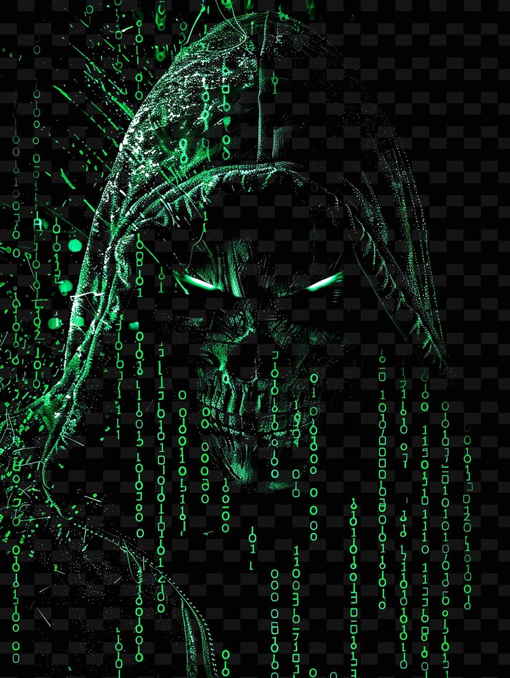 PSD decalque de cinta png hacker con fragmentos de código y logotipo de ciberseguridad decorativos creativos de forma de neón y2k