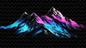 PSD decalque de fita de montanha png com imagens de picos e vales robusto criativo de néon y2k forma decorativa