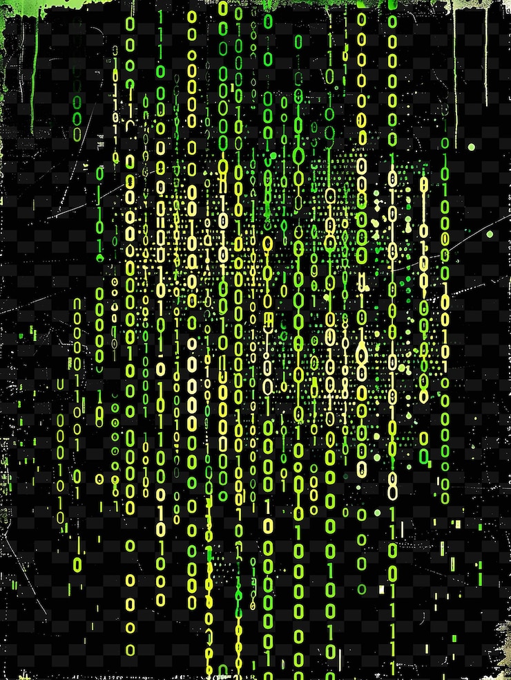 PSD decalque de fita png hacker com trechos de código e logotipo de cibersegurança decorações de forma creative neon y2k