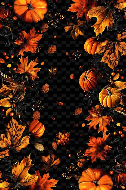 PSD décalque à ruban d'automne png avec des images de feuilles et de citrouilles autumn creative neon y2k forme décorative