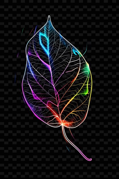 PSD decalque à ruban à feuilles de néon png avec des dessins de feuilles et des couleurs de néon leaf creative neon y2k shape decorative