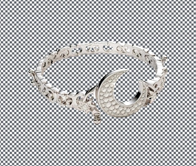 Decente media luna y pulsera en forma de estrella aislada sobre un fondo transparente