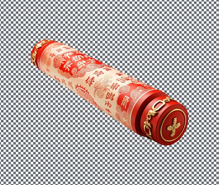 PSD decentes rollos rojos con frases auspiciosas aisladas en un fondo transparente