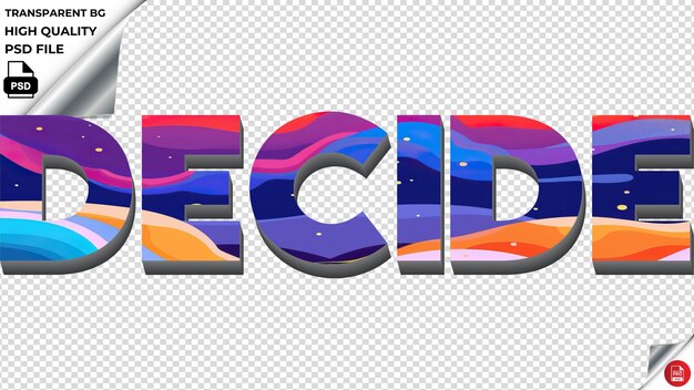 Decidir la tipografía plana colorida la textura del texto psd transparente