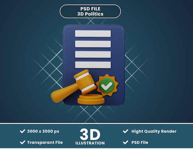 PSD decisión de la corte de ilustración de icono 3d