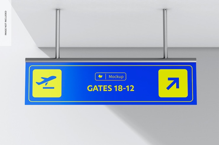 PSD deckenschild mockup, vorderansicht