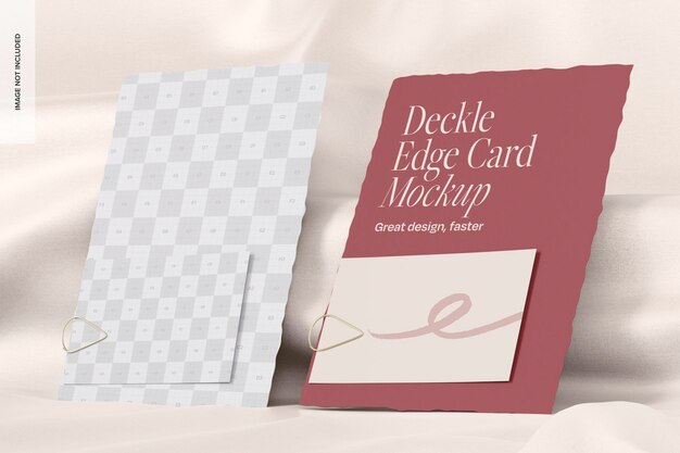 PSD deckle-edge-karten mit clip-mockup-seitansicht