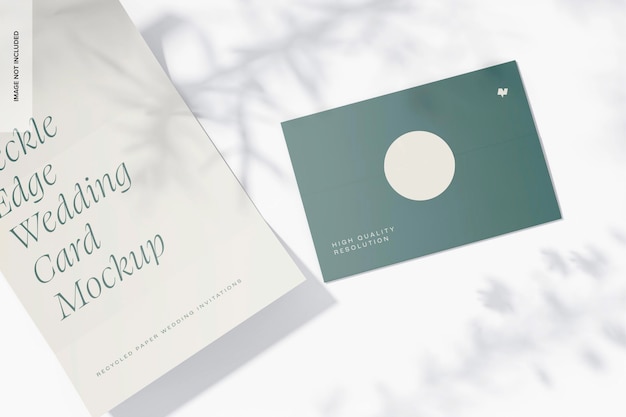 Deckle Edge Partecipazioni di nozze Mockup, aperto e chiuso