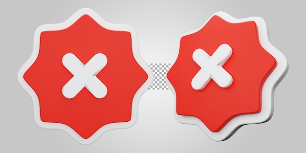Decline reject label on transparent background 3D Render