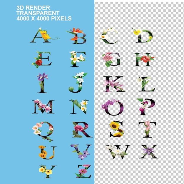 décor alphabétique floral enfants éducation alphabet collection bloc de texte plus tard typographie