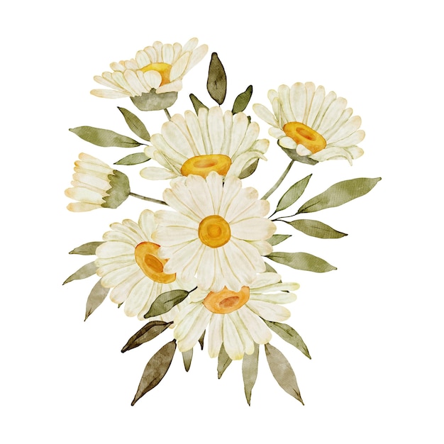 Decoração Arranjo Floral Margarida Aquarela