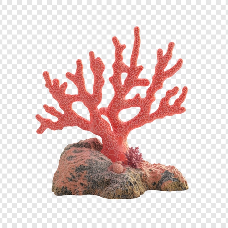 PSD decoração de aquário de recife de coral vermelho vibrante vida oceânica natureza