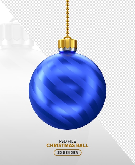 PSD decoração de bola de natal azul renderização 3d