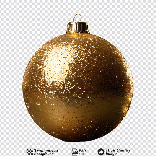 PSD decoração de bola de natal de brilho dourado isolada em fundo transparente