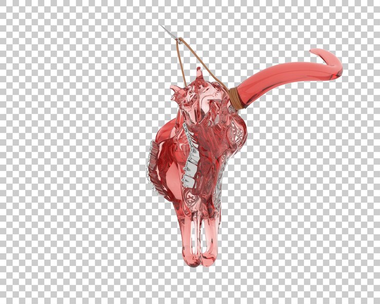 PSD decoração de cabeça de vaca isolada em fundo transparente ilustração de renderização 3d
