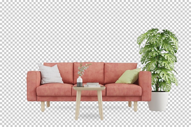 PSD decoração de interiores em renderização 3d