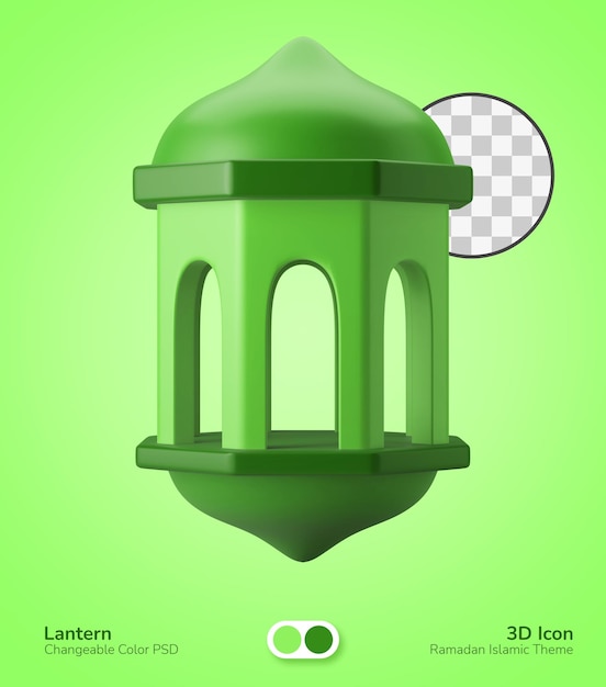 Decoração de lanterna árabe ilustração de ícone 3d ramadan eid al fitr tema islâmico
