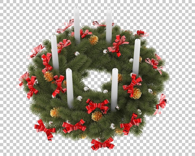 Decoração de mesa de natal com velas em fundo transparente. renderização 3D - ilustração
