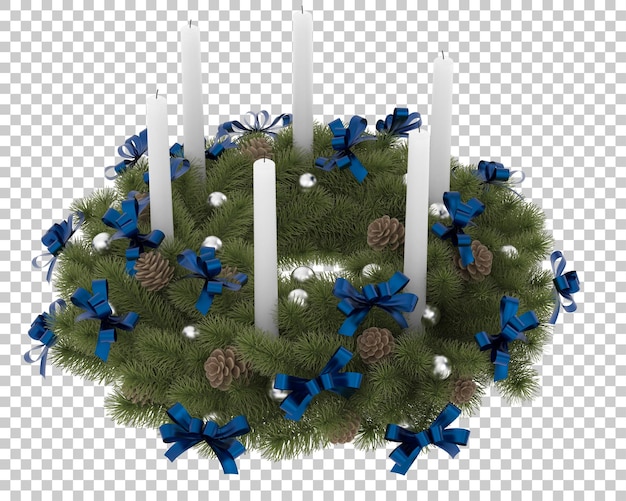 Decoração de mesa de natal com velas em fundo transparente. renderização 3D - ilustração