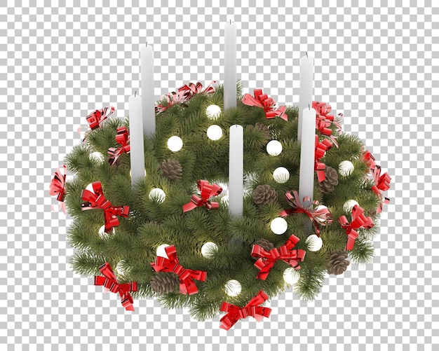 Decoração de mesa de natal com velas em fundo transparente. renderização 3D - ilustração