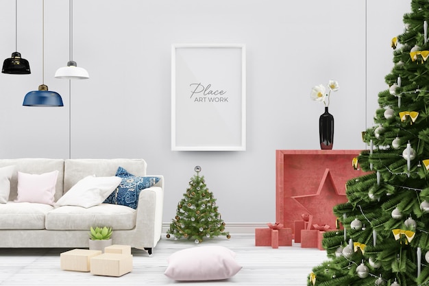 PSD decoração de natal e sala de estar