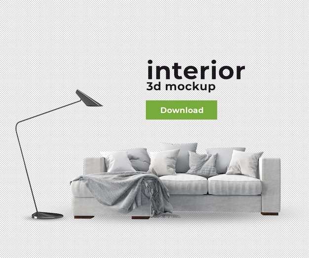 Decoração de sofá em 3d render