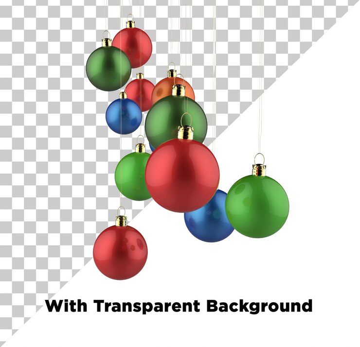 PSD decoración de árboles de navidad de varios colores bolas colgantes png psd aisladas en fondo transparente