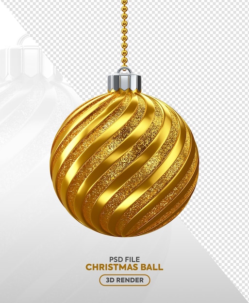 PSD decoración de la bola de navidad dorada en 3d