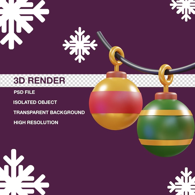 PSD decoración de bola de navidad de icono 3d