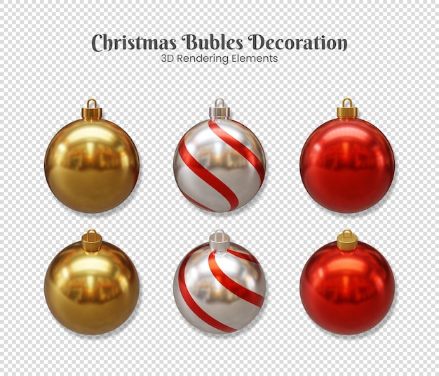 PSD decoración de burbujas navideñas elementos de renderizado 3d