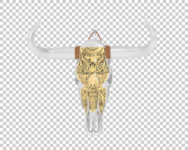 Decoración de cabeza de vaca aislada en un fondo transparente Ilustración de renderización en 3D