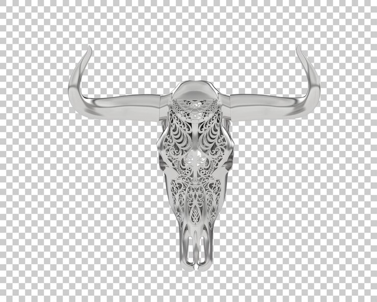PSD decoración de cabeza de vaca aislada en un fondo transparente ilustración de renderización en 3d