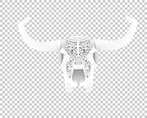 Decoración de cabeza de vaca aislada en un fondo transparente ilustración de renderización en 3d