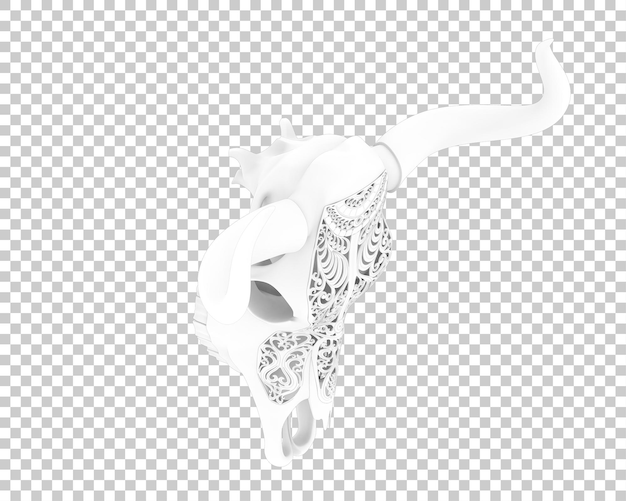 Decoración de cabeza de vaca aislada en un fondo transparente Ilustración de renderización en 3D