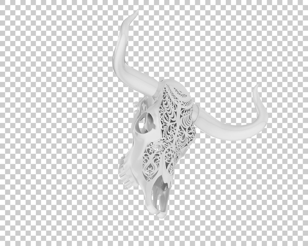 Decoración de cabeza de vaca aislada en un fondo transparente Ilustración de renderización en 3D