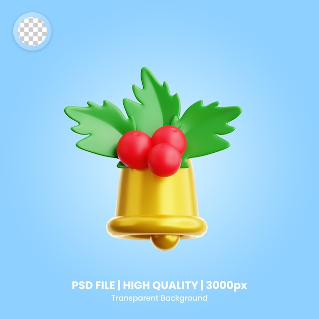 PSD decoración de la campana del icono de navidad en 3d 2