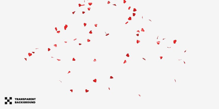 PSD la decoración de la celebración del amor de confeti es transparente