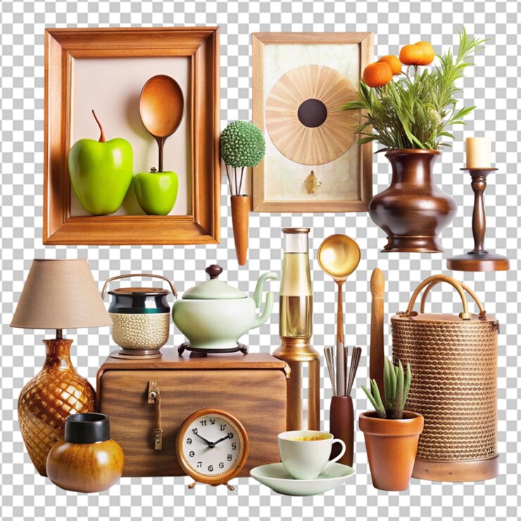 PSD decoración de cocina en un fondo transparente