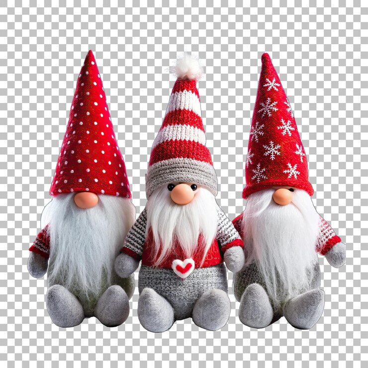 PSD decoración de la colección de gnomos de navidad fondo aislado