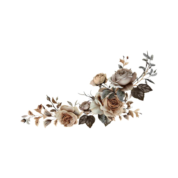 PSD decoración de esquinas rústicas con spray floral de png